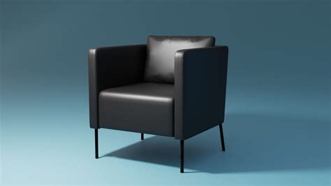 It's a faux leather armchair with real comfort. 3D model EKERO Ikea Black Leather Armchair | CGTrader