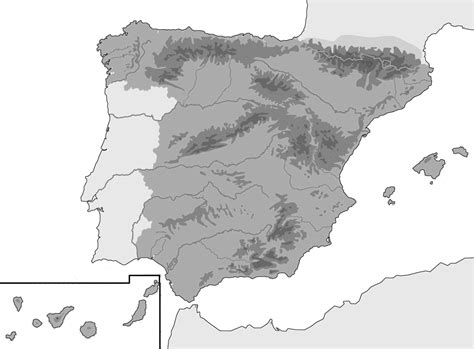 Mapa Mudo De España En Blanco Y Negro Mapa Fisico