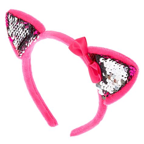 Claires Club Reversible Sequins Cat Ears Headband Pink Claires Us
