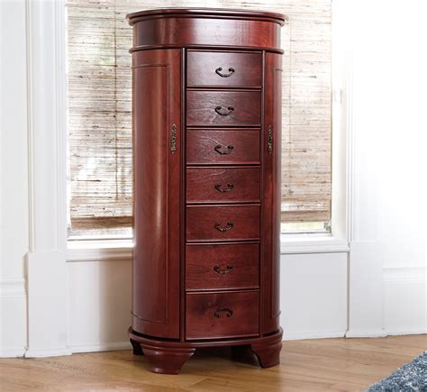 Hives And Honey Daley Oval Standing Wood Jewelry Armoire Cherry