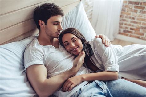 Couple In Bedroom Stock Photo Image Of Lovers Male