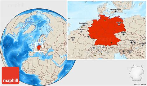 Shaded Relief Location Map Of Germany