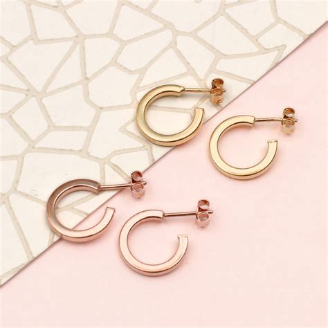 Ct Rose Gold Plated Huggie Mini Hoop Earrings By Hurleyburley