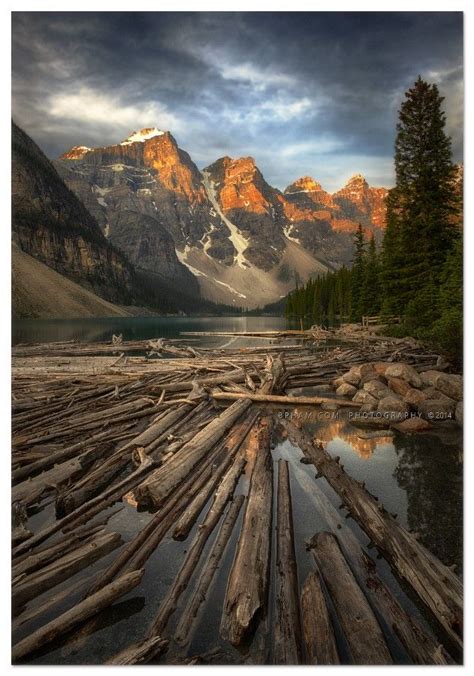 Photo Rolling Logs At Moraine Lake Banff Canada By Binh Pham On