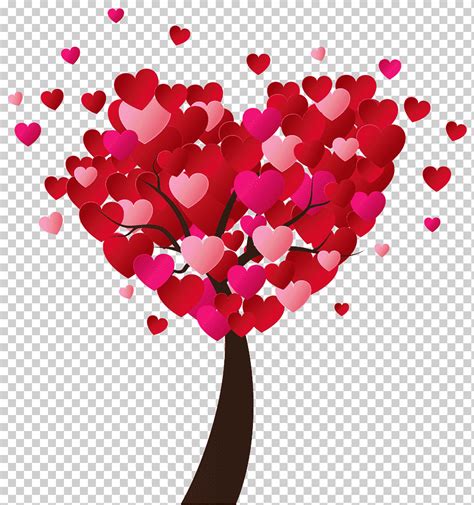 تنزيل مجاني شجرة التوضيح القلب ، يوم عيد الحب ، عيد الحب شجرة القلب