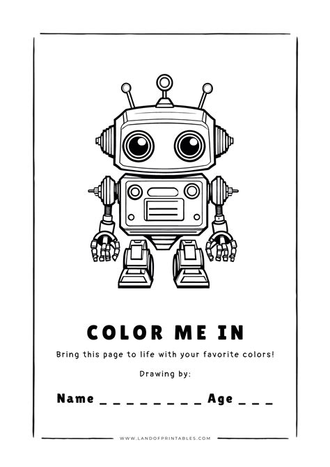 Download Your Free Robot Coloring Page - Land of Printables