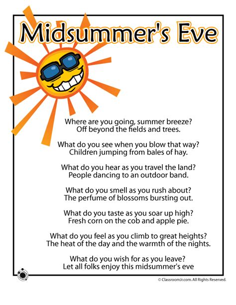 Summer Kids Poem Midsummers Eve Woo Jr Kids Activities