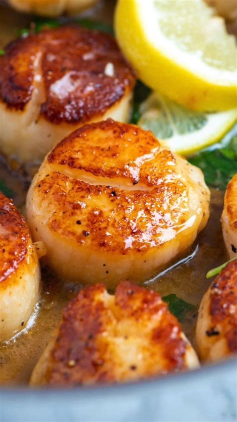 Seared Scallops With Garlic Basil Butter Recipe Seafood Recipes