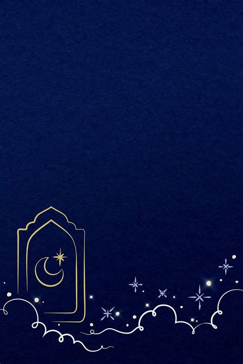 Ramadan Blue Background Vector With Star And Crescent Moon Premium