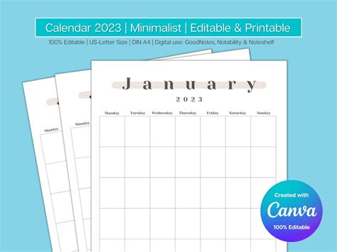 Editable Monthly Calendar Template Canva Printable Monthly Calendar