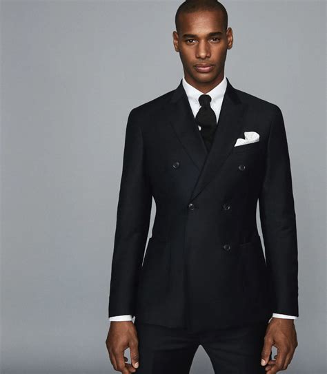 Woking Navy Wool Double Breasted Blazer Reiss In Double Breasted Suit Men Black Double