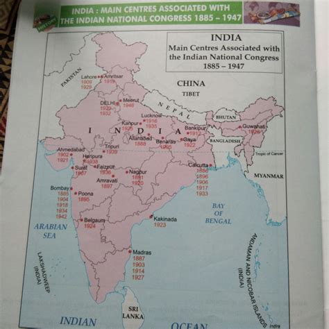 Important Centres Of Indian National Movement Map
