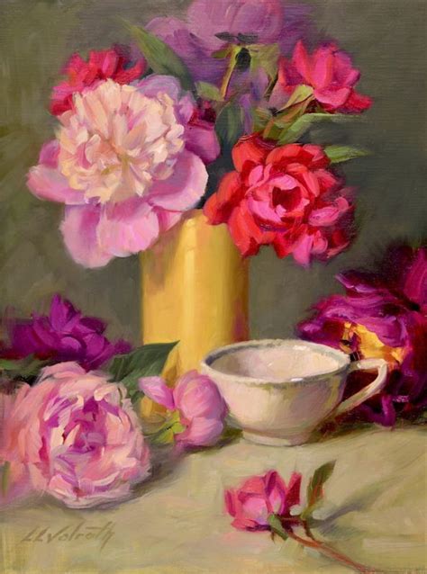 Crimson Melody By Linda Volrath Oil ~ 12 X 9 Flower Art Flower Art