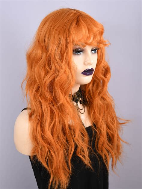 Natural Long Curly Synthetic Wig With Bangs