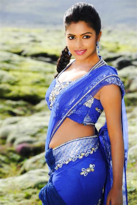 Malayalam Actress Amala Pauls Blue Saree Hot Images Free Photo Plus