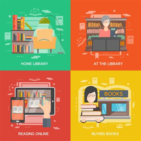 Library Concept Set 478867 Vector Art At Vecteezy