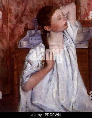 Cassatt Mary Girl Arranging Her Hair Stock Photo Alamy