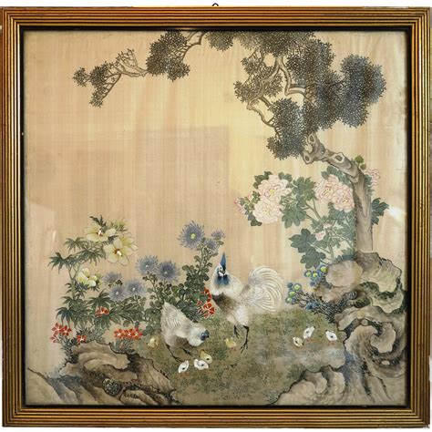 Japanese Landscape Silk Painting Ca 1920 Chateau Antique Ruby Lane