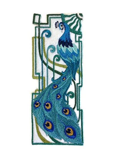 Birds Kingdom Art Deco Peacock Embroidered Iron Onsew Etsy