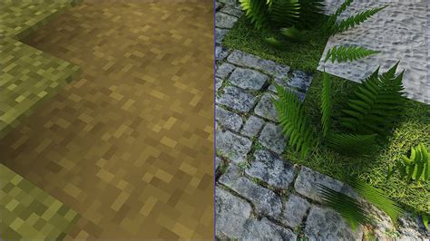 Minecraft Vanilla Vs Photorealistic Textures 2048x