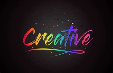 Creative Handwritten Word Text With Rainbow Colors And Vibrant Swoosh