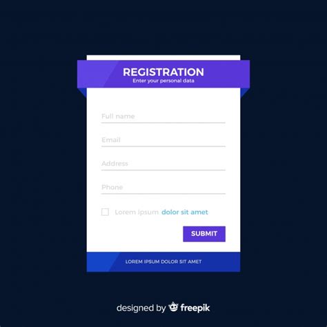 Registration Form Template With Flat Design Free Vector