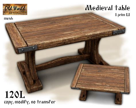 Second Life Marketplace Medieval Table V1 Old World Medieval