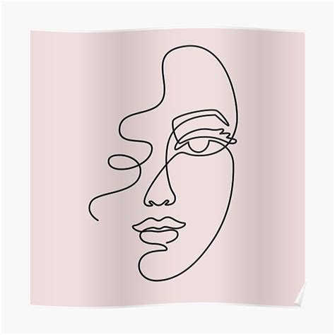 One Line Continuous Linear Sketch Woman Face Poster For Sale By Tartila Redbubble