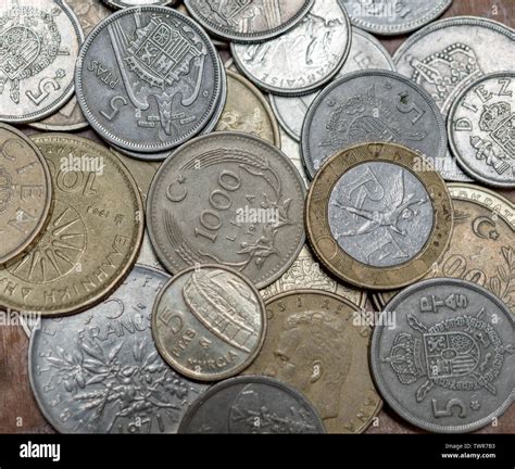 Pile Of Old European Coins Pre Euro Stock Photo Alamy