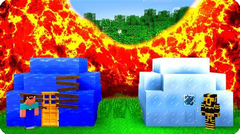 Casa De Agua Noob Y Casa De Hielo Pro Vs Tsunami De Lava En Minecraft
