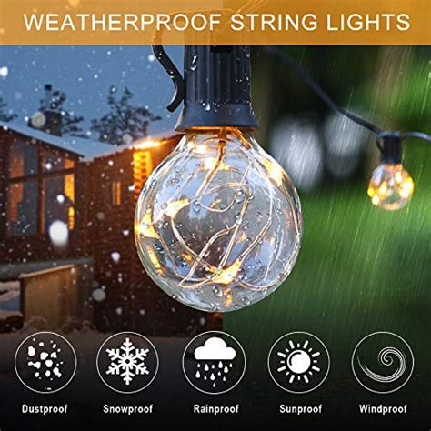 Novtech Outdoor String Lights 58 Feet With 50 Led Edison Glass Bulbs 3