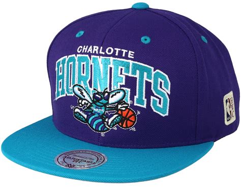 Charlotte Hornets Team Arch Purpleteal Snapback Mitchell And Ness Caps