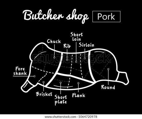 Cut Meat Set Poster Butcher Diagram Stock Vector Royalty Free 1064720978