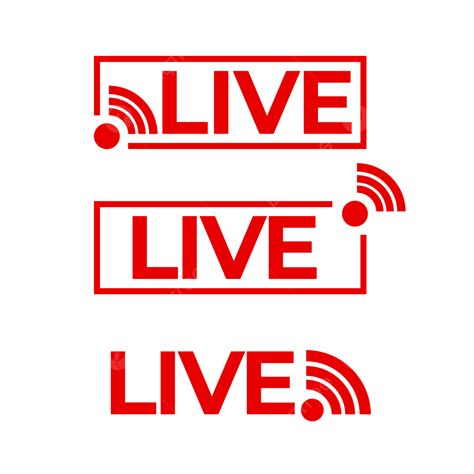 Live Icons Set In Red For Broadcasting Live Stream Streaming Png