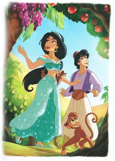 Walt Disney Images Princess Jasmine Prince Aladdin And Abu Walt