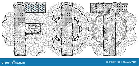 Word Fit With Mandalas Vector Decorative Zentangle Object For Coloring