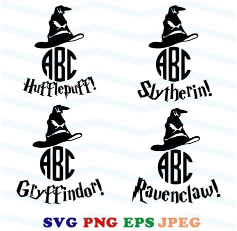 Harry Potter svg, Circle monogram svg, Sorting Hat svg, Gryffindor
