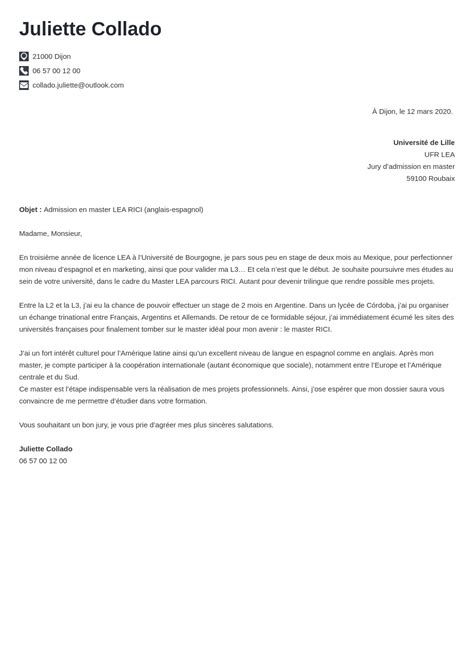 Lettre De Motivation Lettre De Motivation En Espagnol