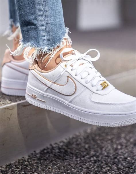Wmns air force 1 pixel silhouette leather upper perforated toe box padded collar af1 logo patch on tongue and rear swoosh on side panels tonal stitching flat cotton laces nike air sole unit rubber outsole style: Nike Air Force 1 '07 LX White/Bio Beige sneakers.- S T A Y ...
