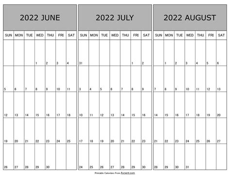 Calendar For June July And August 2022 Best Calendar Example