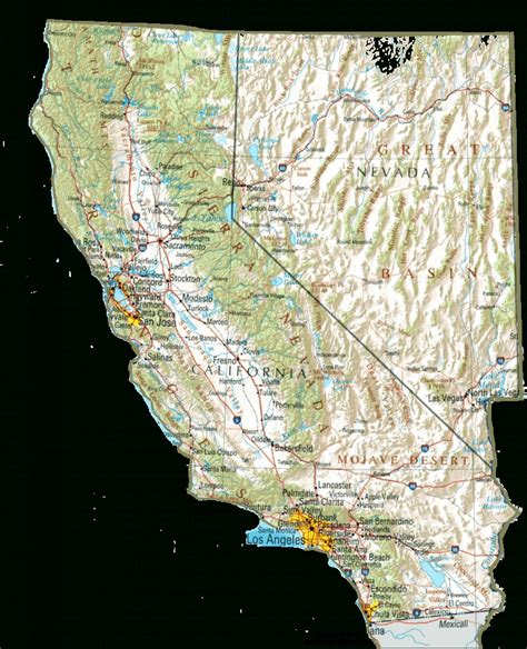 California Relief Map Printable Printable Maps