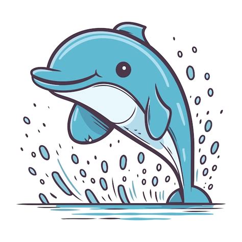 Premium Vector Dolphin Jumping Out Of Water Vector Illustration In