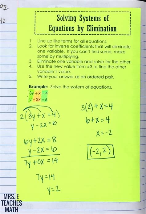 Suppose your friend asks you the cost of each type of the ice cream. Systems of Equations INB Pages | Mrs. E Teaches Math