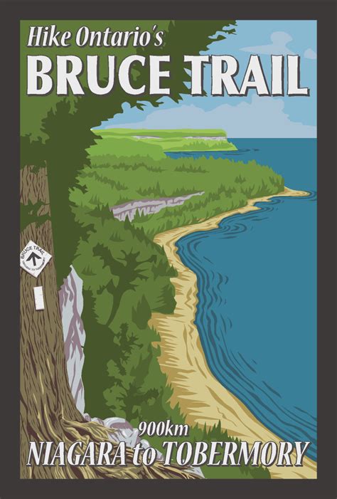 Bruce Trail Ontario Hiking Retro Print Lifemaps Cartography