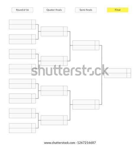 Round 16 Tournament Bracket Template Infographics Stock Vector Royalty