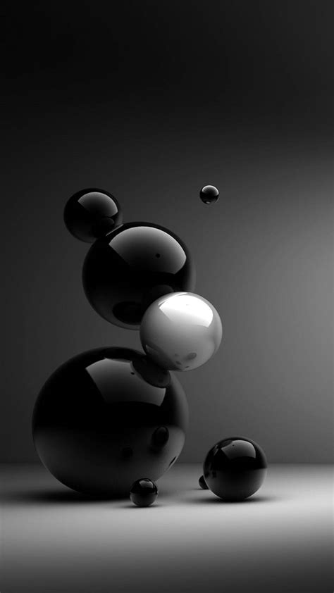 Download Shiny Black Balls Mobile 3d Wallpaper