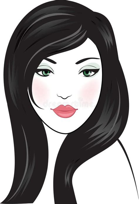 Woman Face With Long Hair Vector Illustration Stock Vector