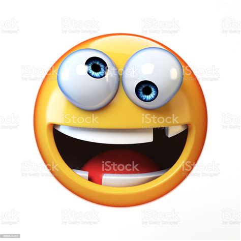 Verrückte Emoji Isoliert Auf Weißem Hintergrund Dumme Gesicht Emoticon
