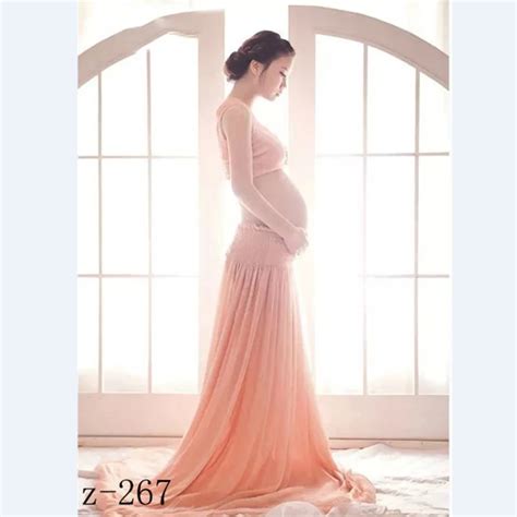 2017 Maternity Maxi Dresses Maternity Photography Props Chiffon Dress Off Shoulders Maxi