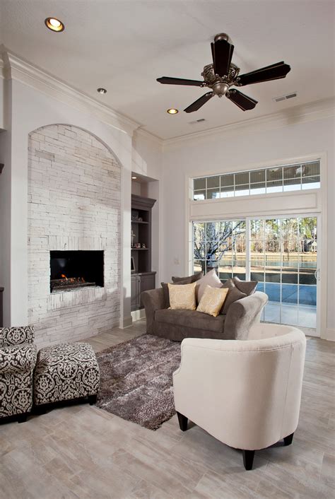Engineered hardwood flooring, tiles and carpet compliment every room in home. 30 Ideas of Stylish White Brick Fireplace | HomesFeed